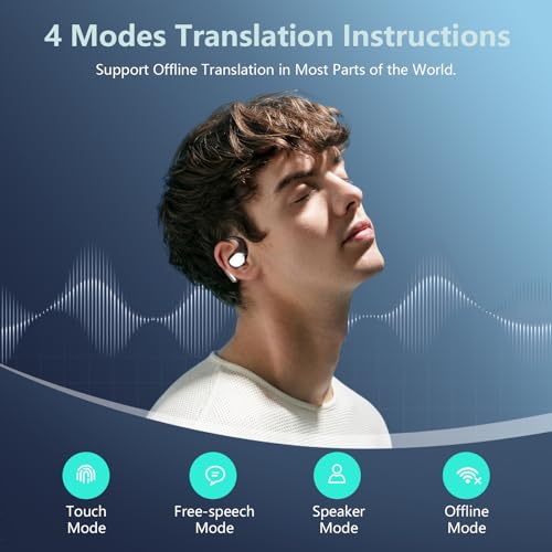 AI Translation Earbuds Real Time 164 Languages Translator Earbuds with 60H Play Time 3 in 1 Open-Ear Translation Headphones with Audio & Video Translation for Travel Business Meeting Learning (Black)