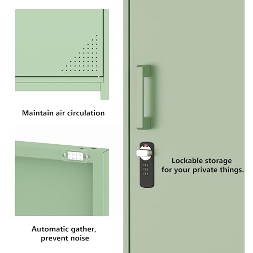 Steehoom 4-Tier Metal Locker Storage Cabinet, Lockable File Cabinet, Green 49.21" H