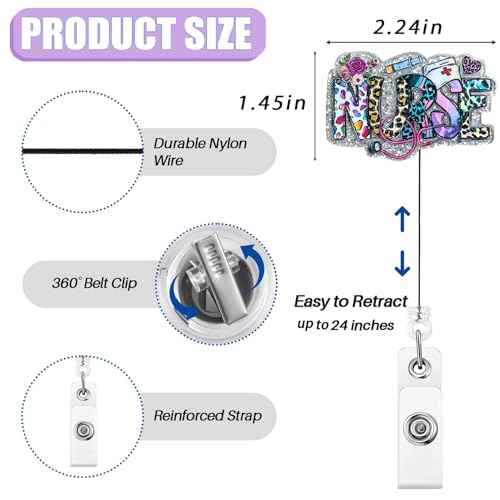 Funny Nurse Badge Reel Holder Retractable, Cute Nurses Week Gifts ID Badge Reel with Alligator Clip & 24¡± Durable Nylon Cord for Nurse Nursing School Student RN CNA LPN & Medical Personnel | Acrylic