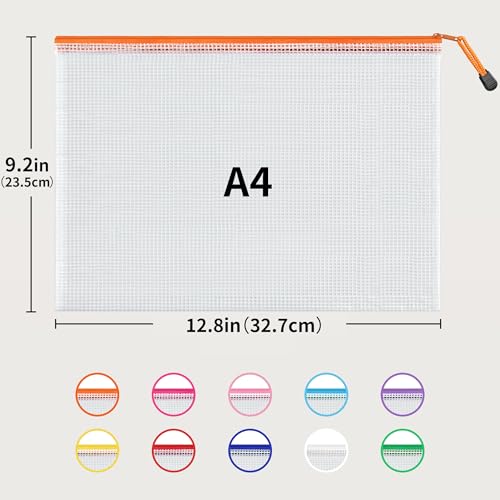 JARLINK 24-Pack A4 Mesh Zipper Pouch Bags Waterproof Document Organizers