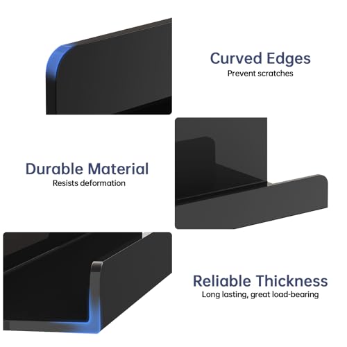 PAVSTINE 2 Pack 8-Inch Black Acrylic Magnetic Book Shelves for Whiteboards