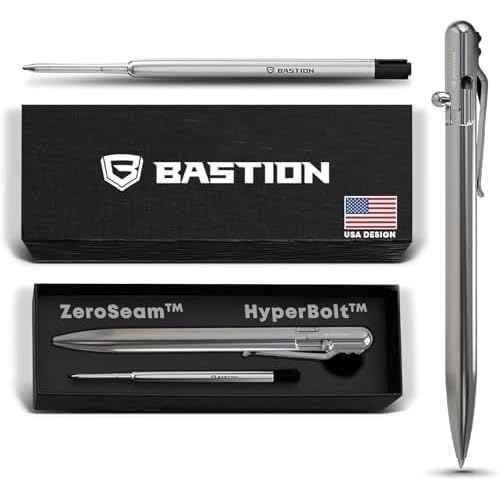 BASTION¢ç Luxury Slim Bolt Action Pen, Durable EDC Pen with Fine Tip, Professional Ballpoint Pen for School and Work - Stainless