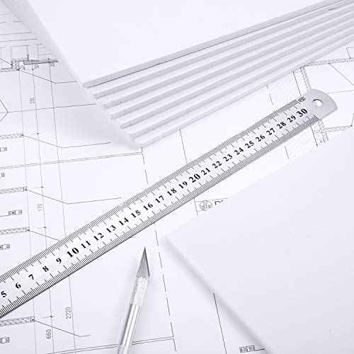 8 Pieces Foam Boards Foam Core Backing Boards, Silver Craft Knife with Protective Cap and 12 Inch Stainless Steel Ruler for Art Presentations Crafts Display Favors (White, Silver,12 x 10 x 0.2 Inches)