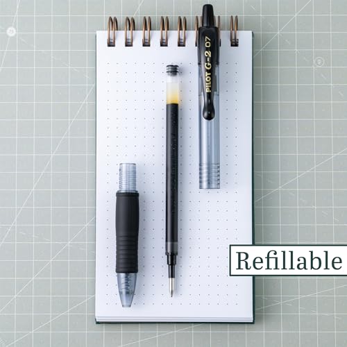 Pilot G2 Premium Gel Pens Fine Point 0.7mm Black Ink 5-Pack - Refillable, Smooth Writing