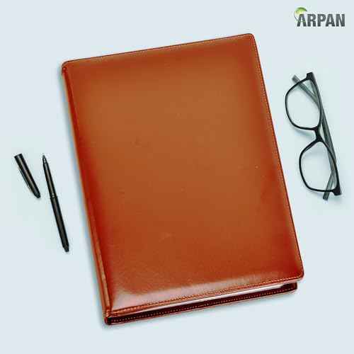 Arpan A4 Certificate Presentation Folder, Faux Leather Document Organizer, Professional Portfolio Book, Conference Display Binder (Brown, 48 Pockets 96 Sides)