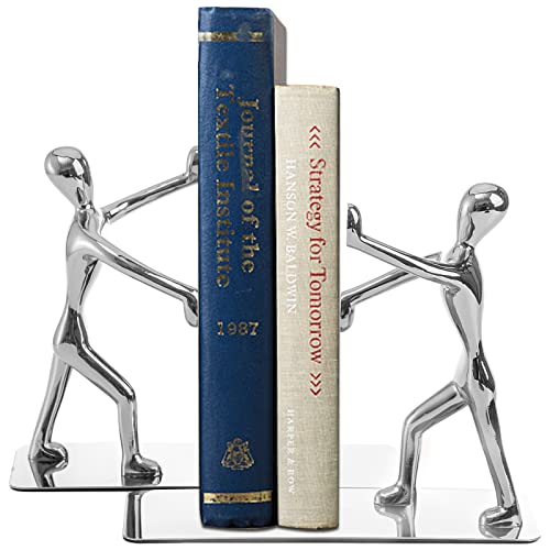 Fasmov Heavy Duty Stainless Steel Bookends - Nonskid Art Bookends, Silver, 1 Pair