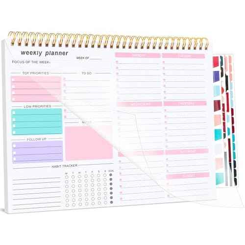 Weekly To Do List Notepad, 8.5''x11'' Weekly Desk Planners with 52 Tear Off Sheets Undated Planner Habit Tracker & Productivity Organizer for Home and Work, Pink