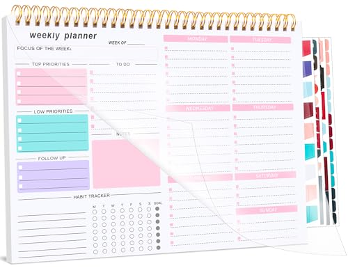 Thboxes Pink Weekly Desk Planner 8.5x11 To Do List Notepad, 52 Sheets