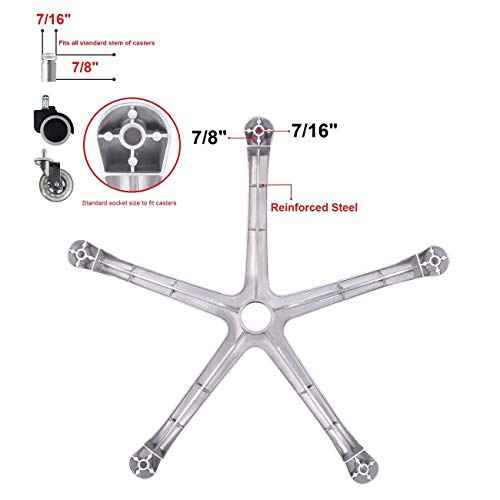 Kaleurrier Aluminum 5-Leg Stool Chair Base, Heavy Duty 300 lbs, Universal Standard Size, Polished Finish