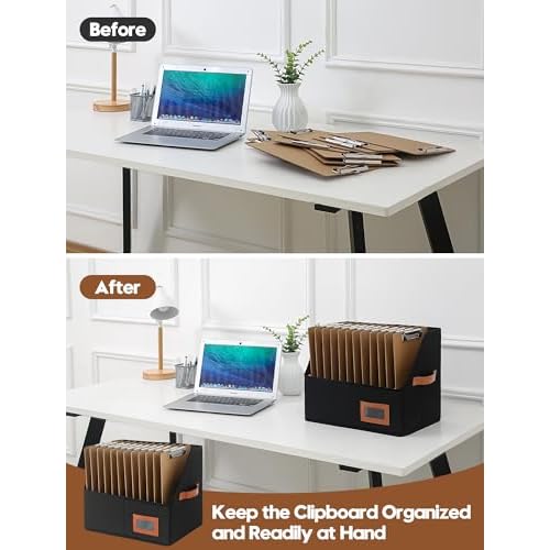 Qozary Clipboard Holder for Classroom-2 Pack Foldable Clip Board Storage Organizer Basket with Handle for Easy Carrying, Classroom Office Desk Organizer Bin, Clipboards Not Included