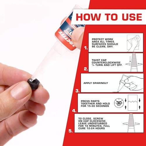 Loctite 10g Liquid Longneck Bottle, 2-Pack – Instant Adhesive for Plastic, Wood & Metal with Extra Long Precision Nozzle