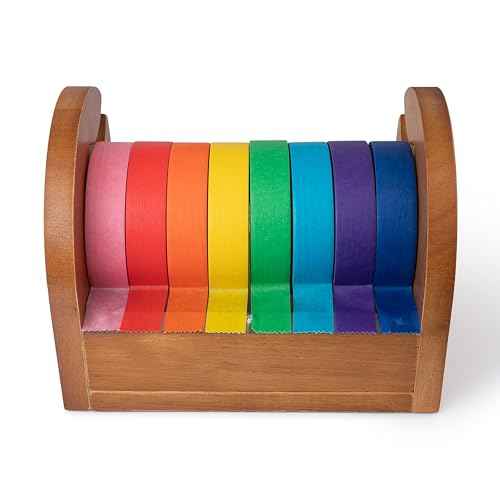 WHISTLER Wood Arts & Crafts Tape Holder + 8 Large Rolls of Colored Masking Tape