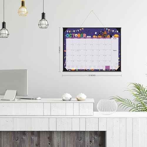 2026 Desk Calendar - Large Desk Calendar 2026, Jan.2026 - Dec.2026, 22" x 17", 2026 Calendar with Corner Protectors + Large Ruled Blocks, To-do & Notes, 12 Different Themes