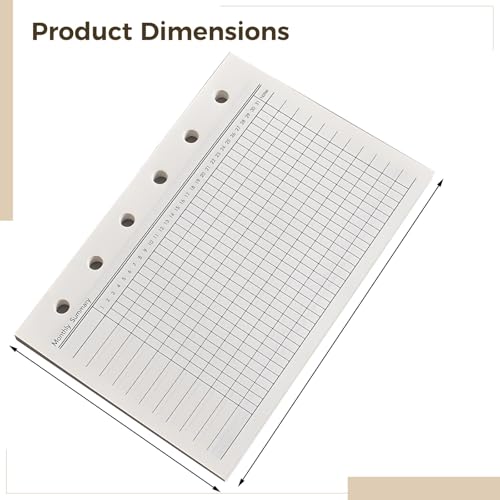 A7 Planner Refills 40 Sheets 6-Ring Binder Grid Daily/Weekly/Monthly Schedule