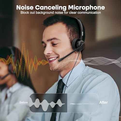 MAIRDI Phone Headset with 2.5mm & 3.5mm Connector for Deskphone Cell Phone PC Laptop, Mono Call Center Office Headset with Noise Cancelling Microphone