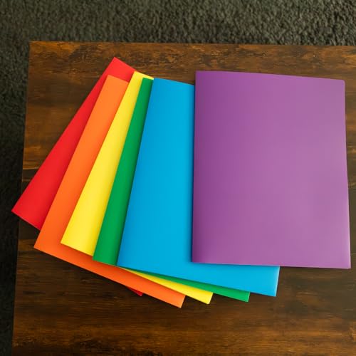 JAM Paper Heavy Duty Plastic 2-Pocket School Folders Assorted Primary Colors - 6 Pack