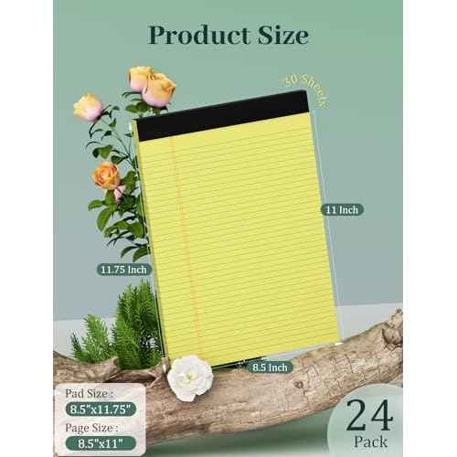 24 Pack Yellow Legal Pads 8.5 x 11 Letter Size Lined Writing Note Pads Yellow Paper Pads 8.5 x 11 College Ruled Legal Pad Writing Paper Tablets 8.5 x 11 Pads 30 Sheets Per Yellow Lined Legal Notepads