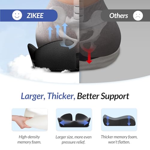 Donut Tailbone Pillow 6-Inch Memory Foam Sedentary Cushion for Sciatica & Postpartum Relief