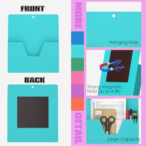 MFTEK Magnetic File Holder 6 Pockets Light Color-Mix Office Organizer