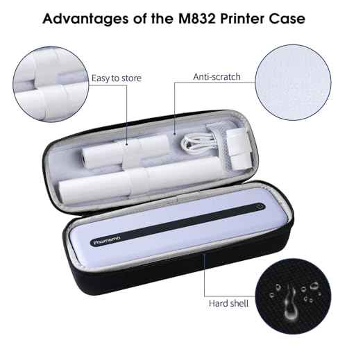Phomemo Carrying Case, Compatible with TATTMUSE A285M/M832/M834/M835/M832D Portable Printers - Wireless Mobile Travel Storage for Printer, Paper & USB Cable - Box Only