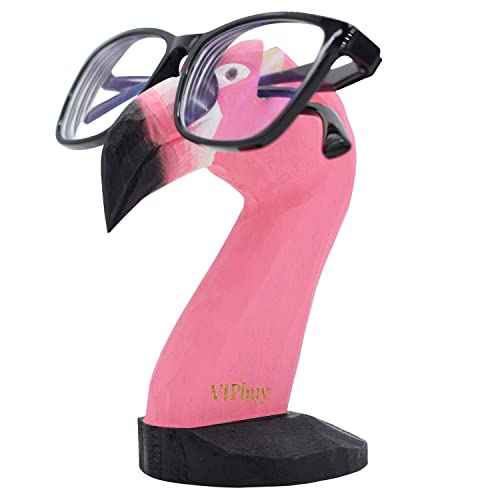 VIPbuy Handmade Wood Carving Eyeglasses Holder Stand Sunglasses Display Stand Home Office Desk D?cor Gift (Flamingo)