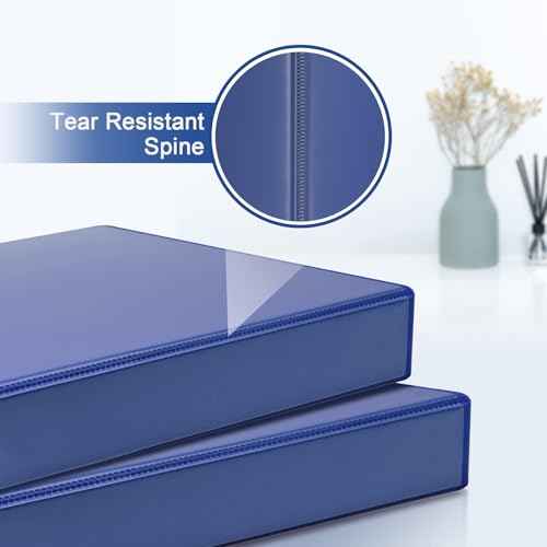 COMIX Sturdy 3 Ring Binder 2 inch with Clear View Cover, 2" Slant-D Ring View Binder Holds 500 Sheets of US Letter Size Paper, 6 Pack (Blue)