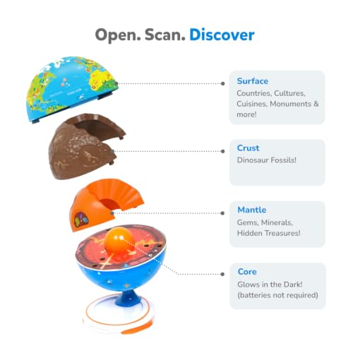 Shifu PlayShifu Orboot Core Interactive Globe for Kids Ages 4-10 with AR App, 3-Layer Earth Model, Geological Facts and STEM Learning