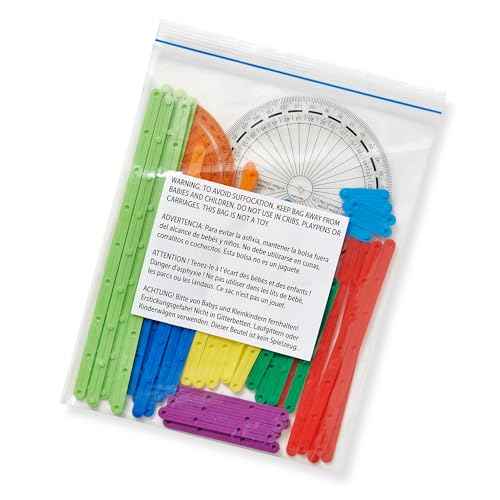 hand2mind AngLegs Starter Set with 2 Protractors, Geometry Manipulatives, Geometric Shapes for Classroom, Montessori Math Materials, Math Teaching Tools, 4th Grade Math Manipulatives for Kids