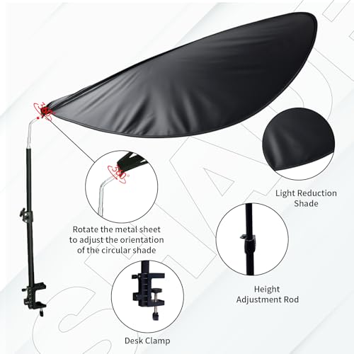 VSUNTENT 39" Round Office Cubicle Light Shade with Clamp, Anti-Glare Sunlight Blocker (Black) - 36" Version