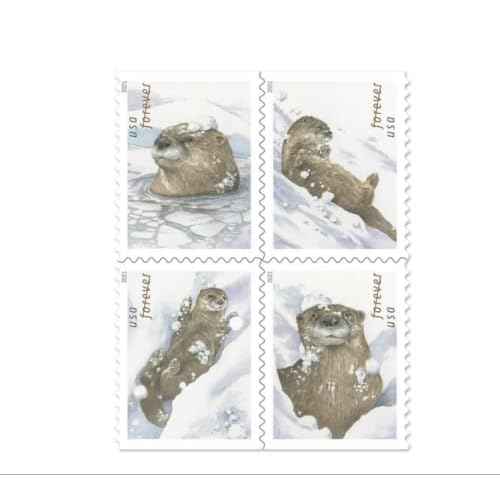 Otters in Snow (Booklet of 20) First-Class Mail Forever Postage Stamps 2021 Scott 5651