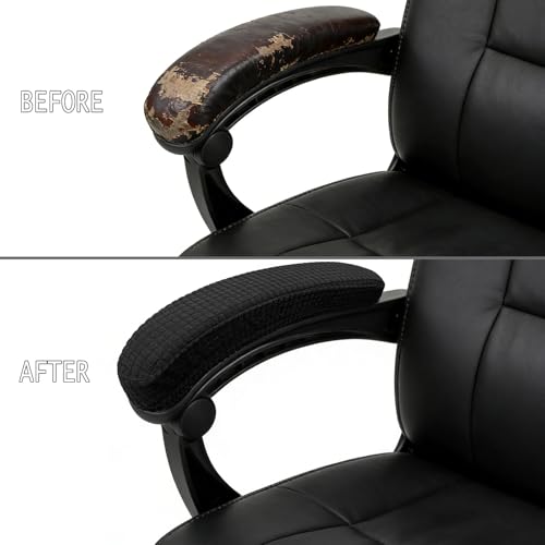 Melaluxe Black Office Chair Armrest Covers, Stretchable Washable Protector, Removable & Elastic for Desk & Gaming Chairs