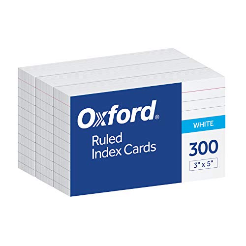 Oxford 3 x 5 White Ruled Index Cards - Pack of 300, Perfect for Notes & Flashcards