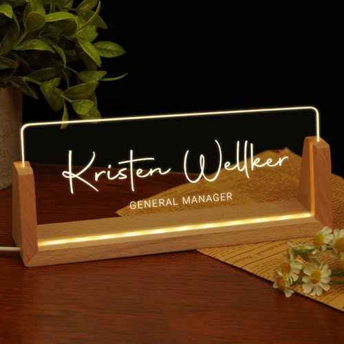 Custom Name Plate for Desk, Personalized Light Up Acrylic Desk Name Plate, Personalized Office Gifts for Boss Coworkers Teacher, Employee Appreciation GIfts, Office Decor for Women Men