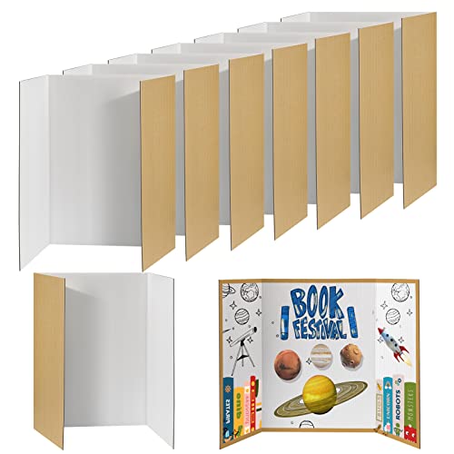8 PCS Trifold Poster Board- Large 40" x 28" Tri Fold Display Board Hard & Thick White Presentation Cardboard for Science Fair, School Projects, and Business Presentations Supply
