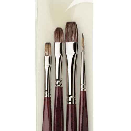 da Vinci Oil & Acrylic Series 5103 Grigio Synthetic Paint Brush Set, Multiple Sizes, 4 Brushes (Series 7195, 7495, 7795)