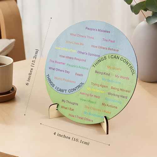 Feelings Wheel Therapy Office Desk Decor Emotions Double Sided Mental Health Office Desk Decor with 2 Page Emotions Card for School Counselor, Counseling Therapist, Therapy Office D?cor