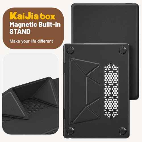 Compatible for MacBook Air 15 inch Case, Foldable Stand, Exquisite PU Leather Protective Hard Shell Cover for M4 M3 M2 2025 2024 2023 A3241 A3114 A2941, Black