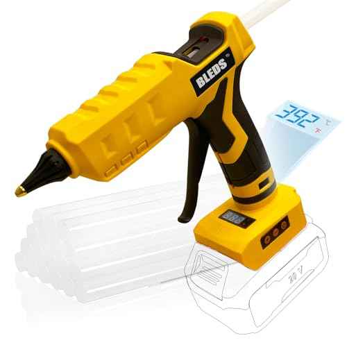 BLEDS 100W Cordless Glue Gun for Dewalt 20V Battery, LED Digital Temperature Adjustable 212-392¡ÆF, High Output Handheld Power Full Size Heavy Duty Hot Glue Gun with 10 Glue Sticks, Tool only