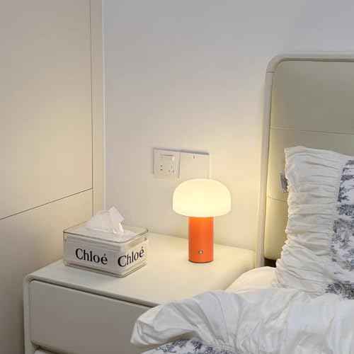 Dimmable USB Charging Mushroom Lamp, Touch Light, Desktop Bedside, Eye Protection, Office Study Desk Lamp (Orange Mushroom lamp)