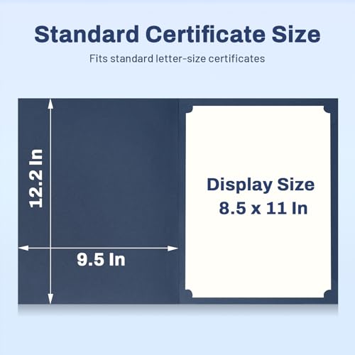 SUNEE Blue Certificate Holders 30 Pack, 8.5x11 Diploma Covers with Gold Foil Border