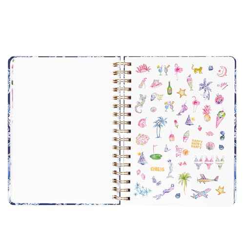 Lilly Pulitzer Large Monthly Planner August 2025 - December 2026, Monthly Agenda & Calendar, Stickers, Pockets, & Spiral Binding (Sapphire Pool Barefoot Beachcomber)