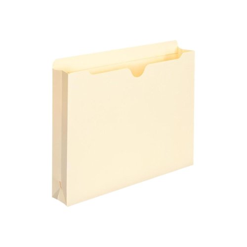 Smead 100% Recycled File Jacket, Reinforced Straight-Cut Tab, 2" Expansion, Letter Size, Manila, 50 per Box (75605)
