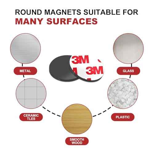 Magnetic Dots,Round Magnets with Adhesive Backing,Small Magnet 1.2" Self Sticky Magnetic Circle for Crafts,Peel and Stick Magnet for Family School Activities,Thickness 80Mil,24PCS Per Pack