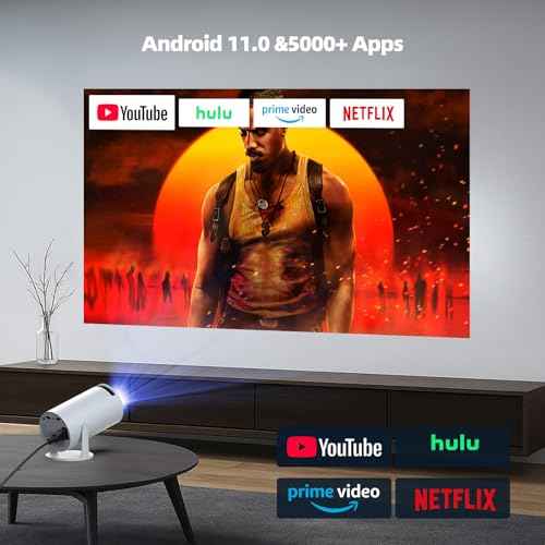 Projector with WiFi and Bluetooth, Mini Projector, 4K 1080P Support Portable Wireless Movie Projectors 220¡Æ Rotatable 130'' Screen Auto Keystone Compatible with HDMI/iPhone/TV Stick for Bedroom Indoor