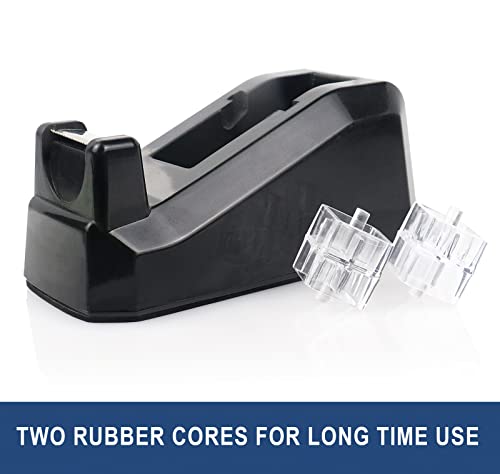 BOMEI PACK Black Desk Tape Dispenser 1 Pack with 12 Rolls Clear Tape, 1in Core