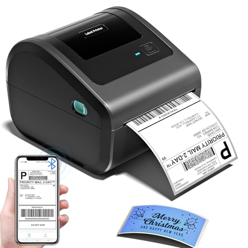 Omezizy Grey Bluetooth Shipping Label Printer with Built-in Label Bin - 1 Unit