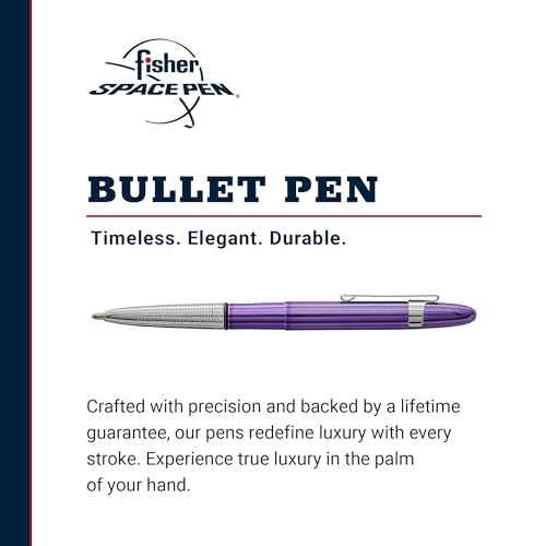 Fisher Space Pen Bullet Pen, Purple Haze, Ballpoint, Brass, Black Ink, Pocket Clip, Gift Box