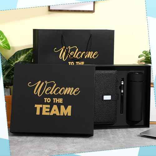 Thenshop Set of 5 New Employee Welcome to The Team Gift Sets Notebook Pen and Tumbler Welcome to The Team Box Employee Appreciation Gift Sets for New Worker Men Women Office(Black)