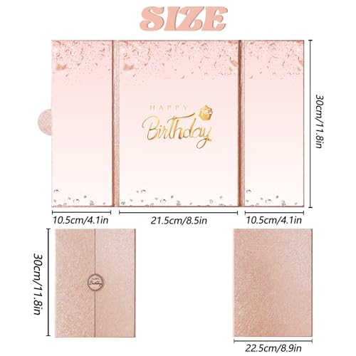 Crenics Rose Gold Happy Birthday Guest Book Sign-In Alternative 18x12in - Elegant Party Decoration & Gift