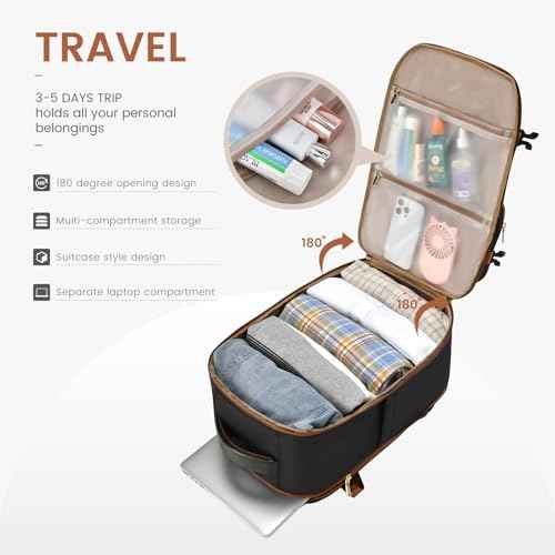 LOVEVOOK Travel Backpack for Women Men, TSA Carry on Backpack Flight Approved 40L Fits 17 Inch Laptop, Waterproof Personal Item Travel Bag Business Weekender Daypack with Detachable Crossbody Bag